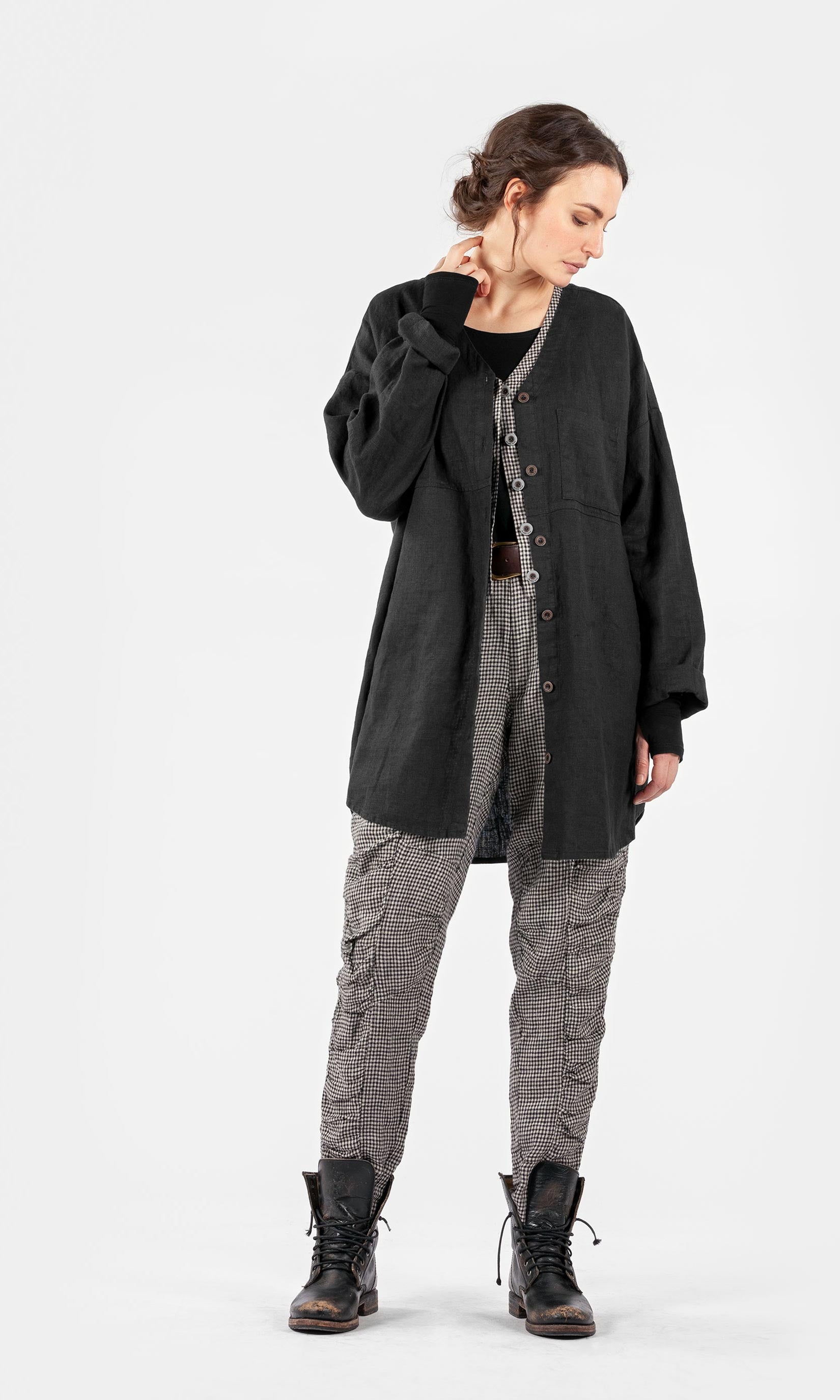 Oversize-Leinenhemd mit Taschen