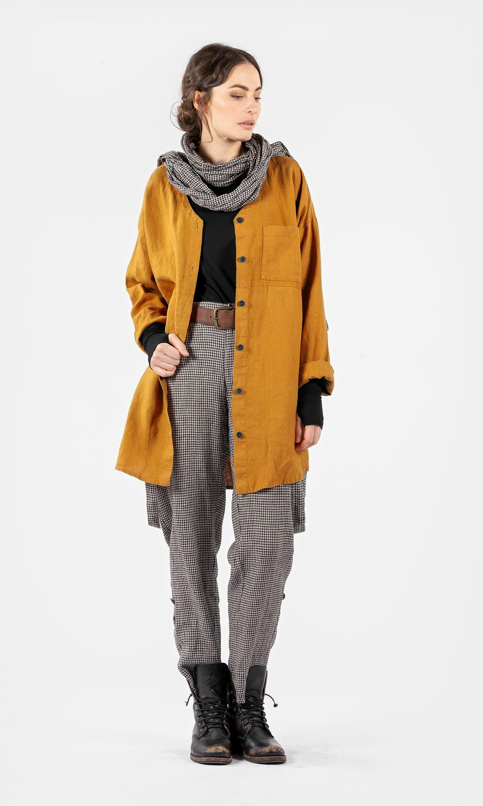 Oversize-Leinenhemd mit Taschen