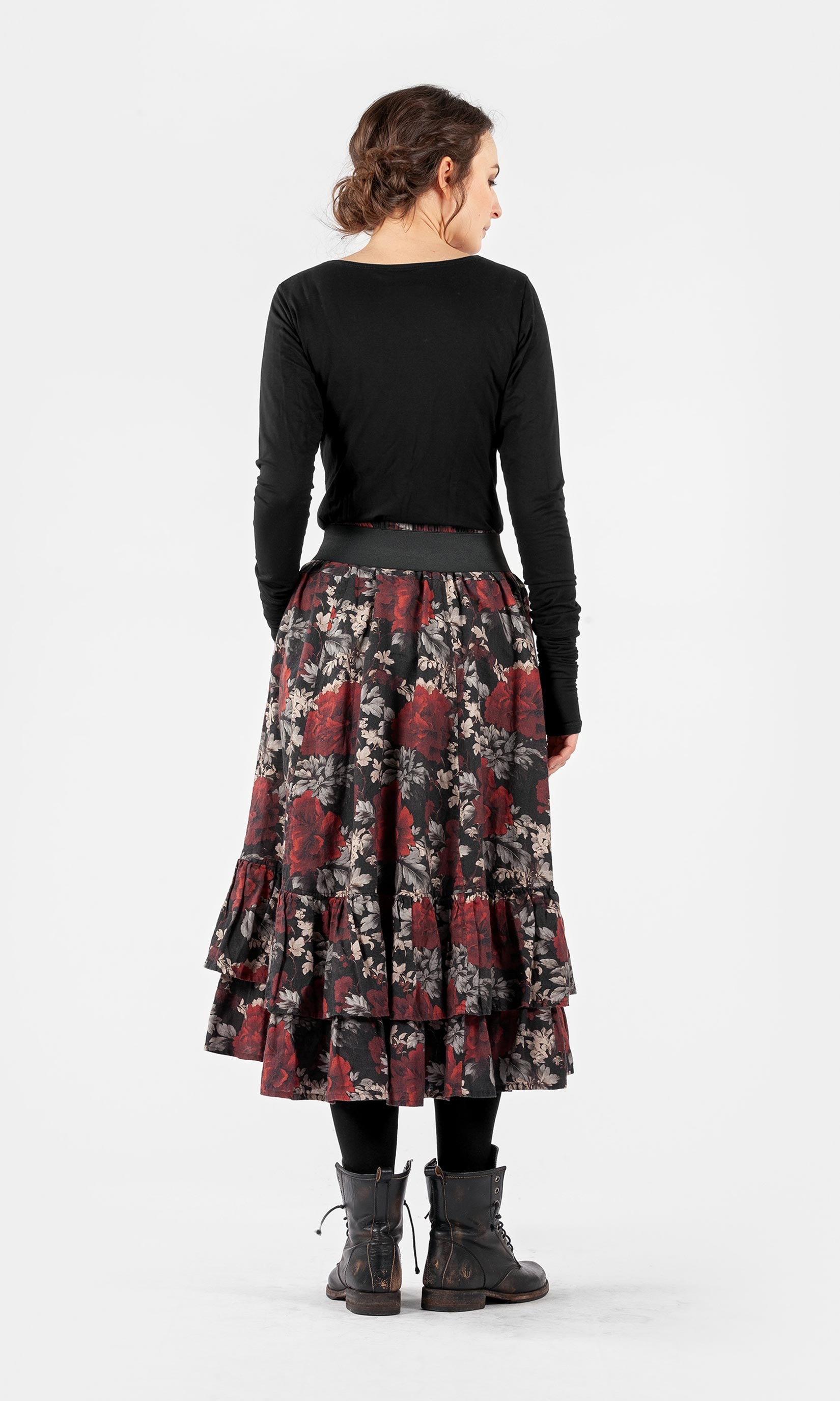 Long linen skirt with ruffles
