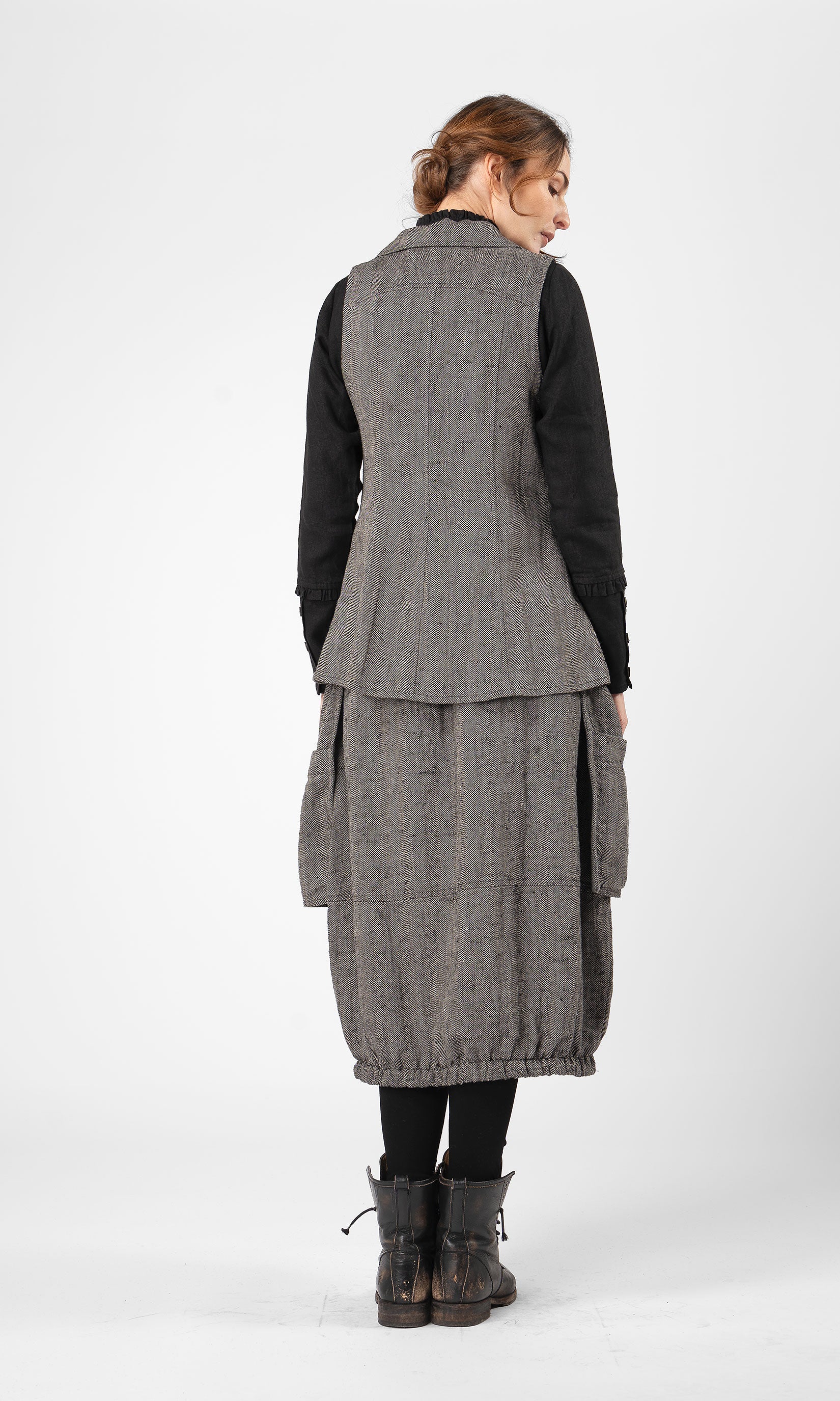 Taillierte Leinenweste mit Revers