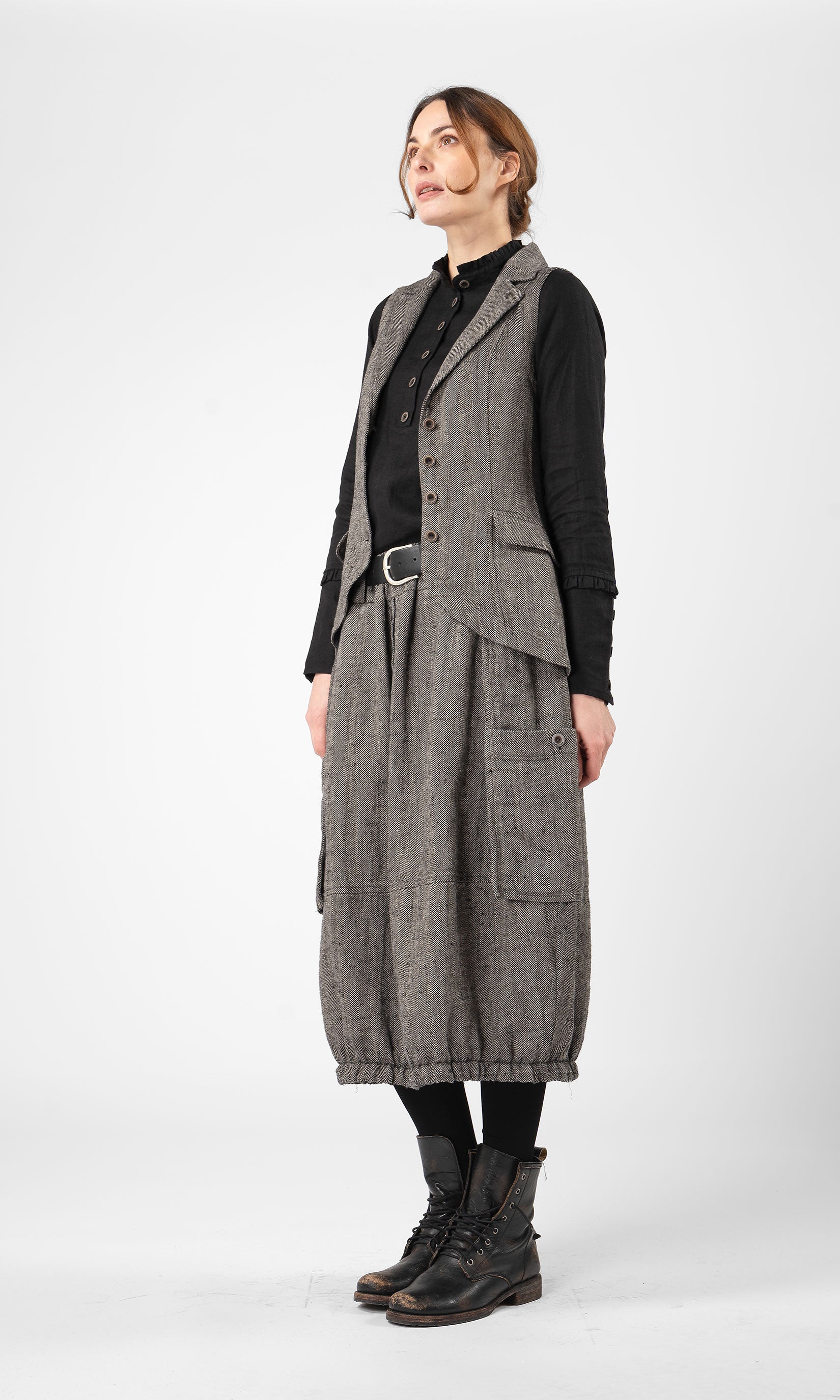 Taillierte Leinenweste mit Revers