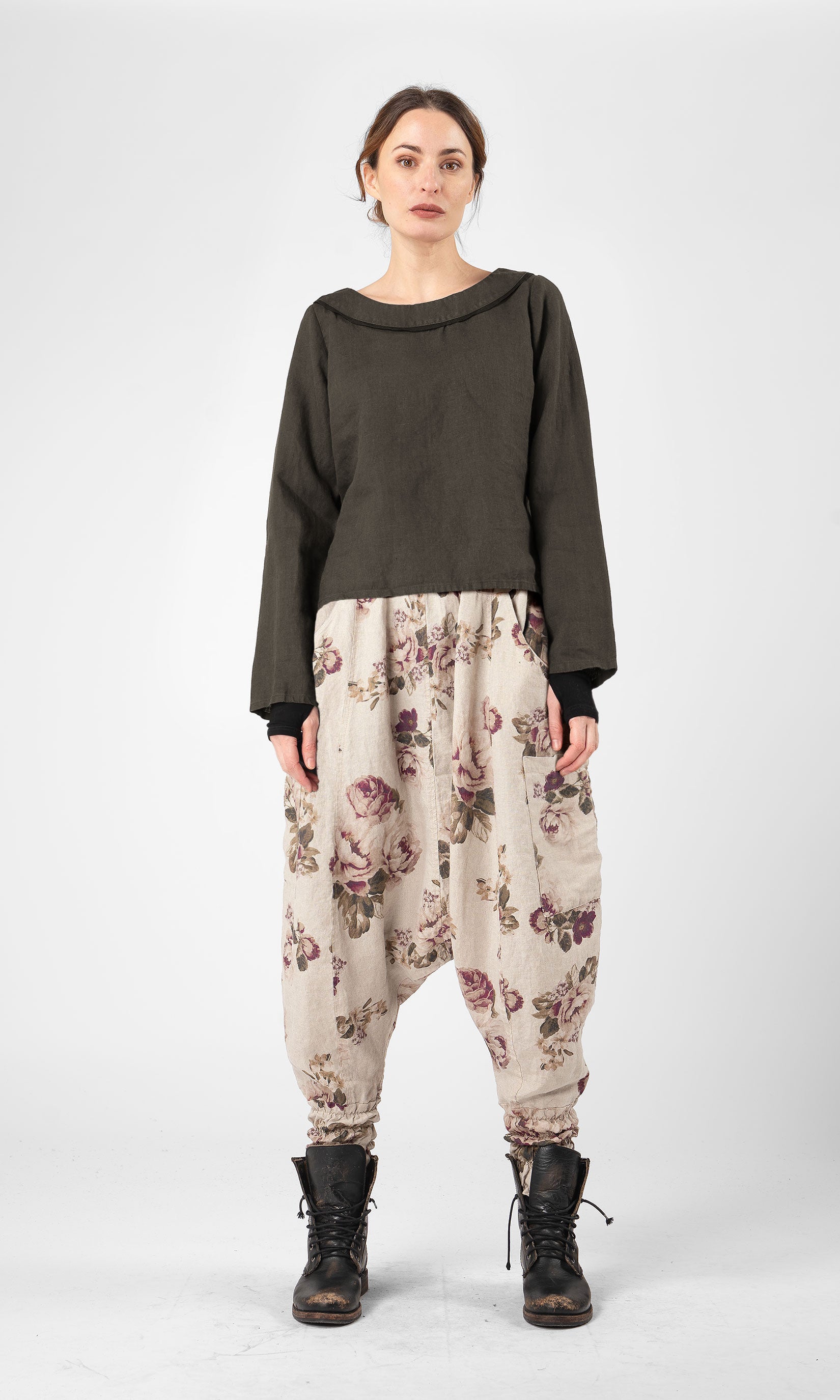 Leinentop mit langen Ärmeln