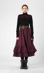Long linen skirt with ruffles
