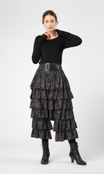 Linen trouser skirt with frill in layers