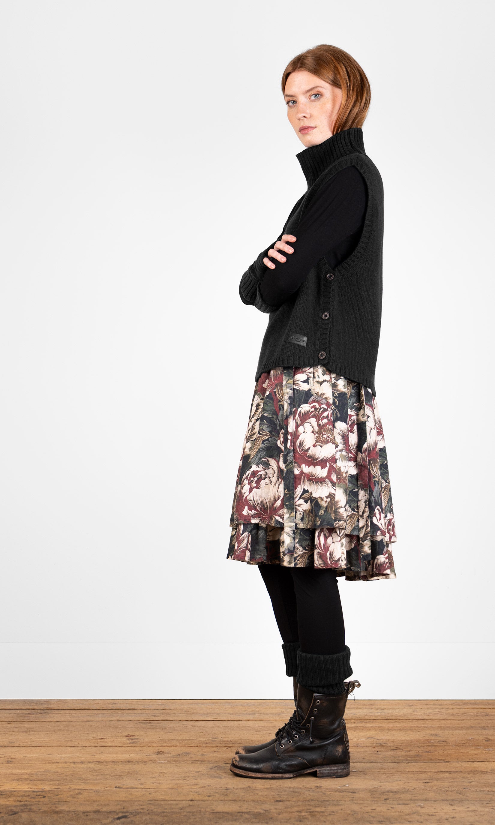 Knitted wool vest with a polo neck