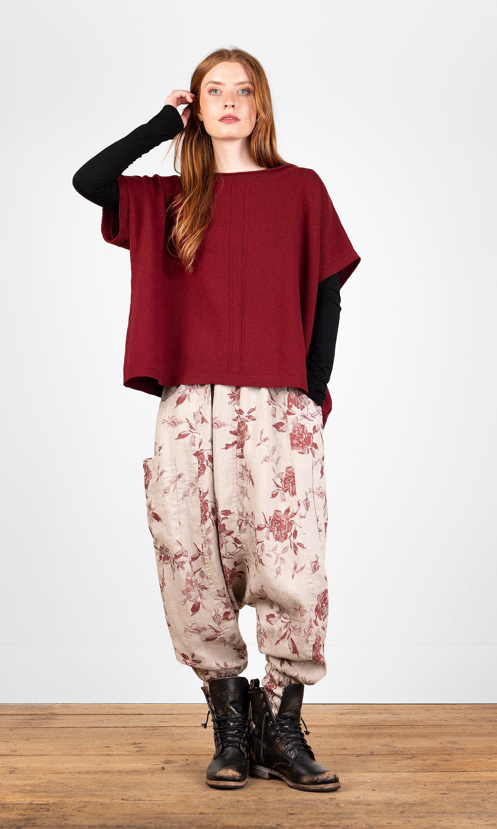 Oversized knitted wool vest