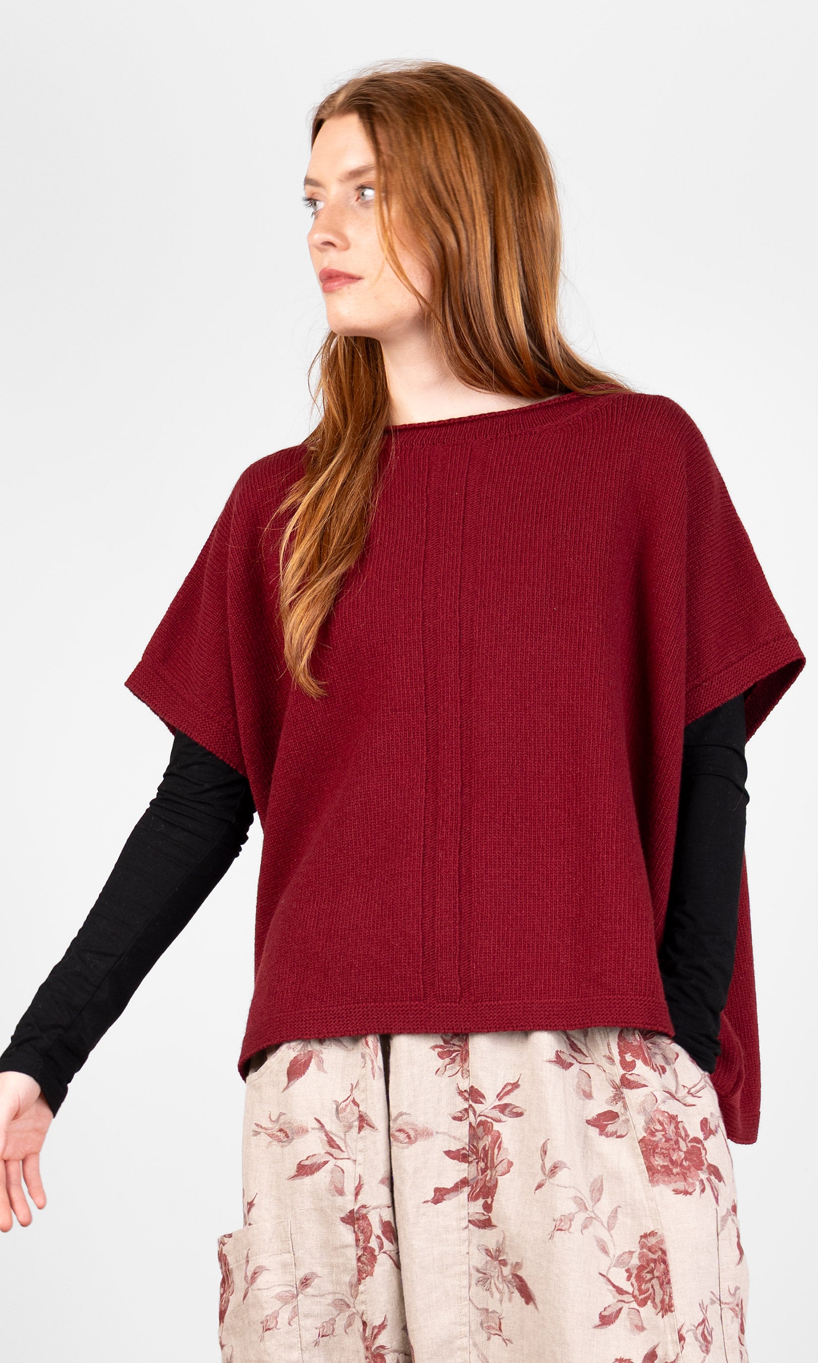 Oversized knitted wool vest