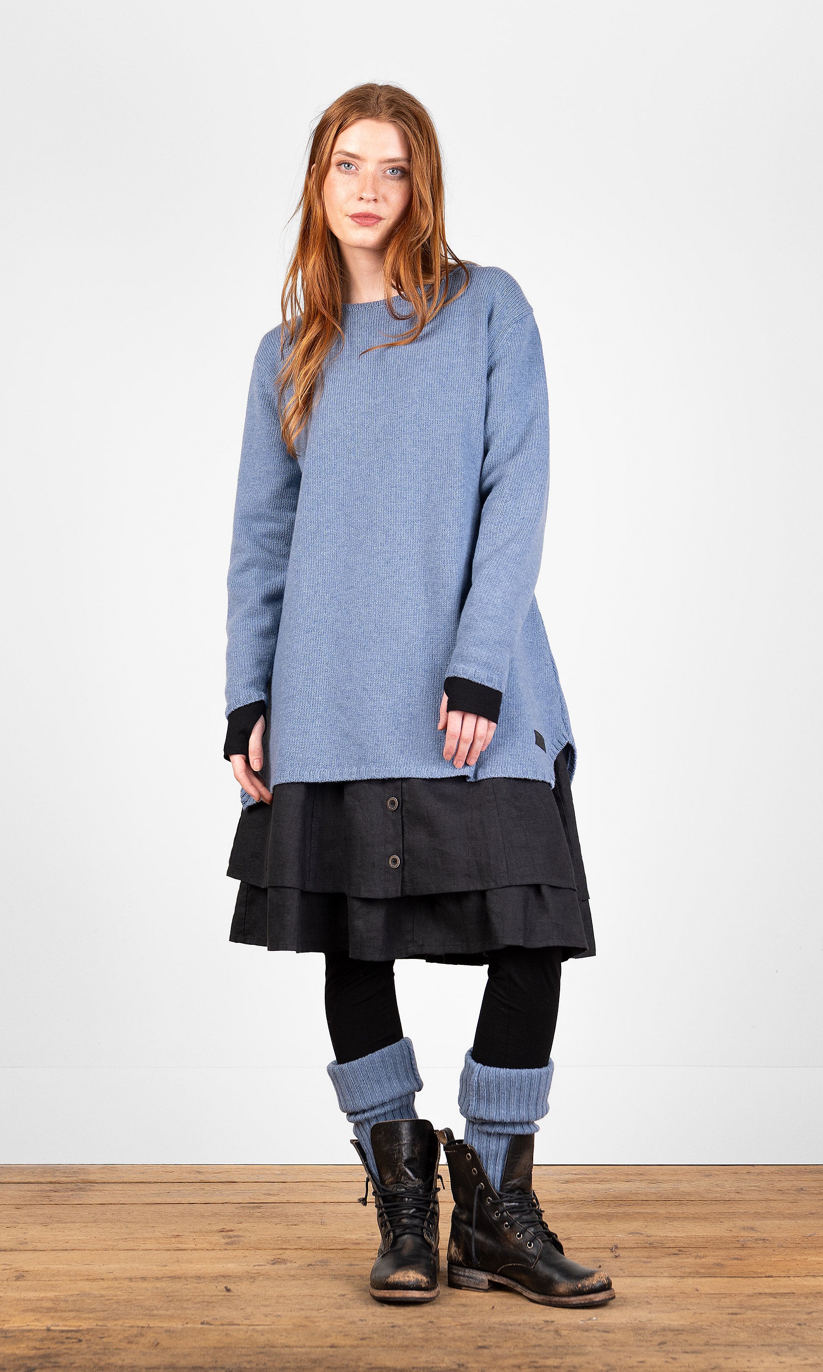 Gestrickter A-Linien-Pullover aus Wolle