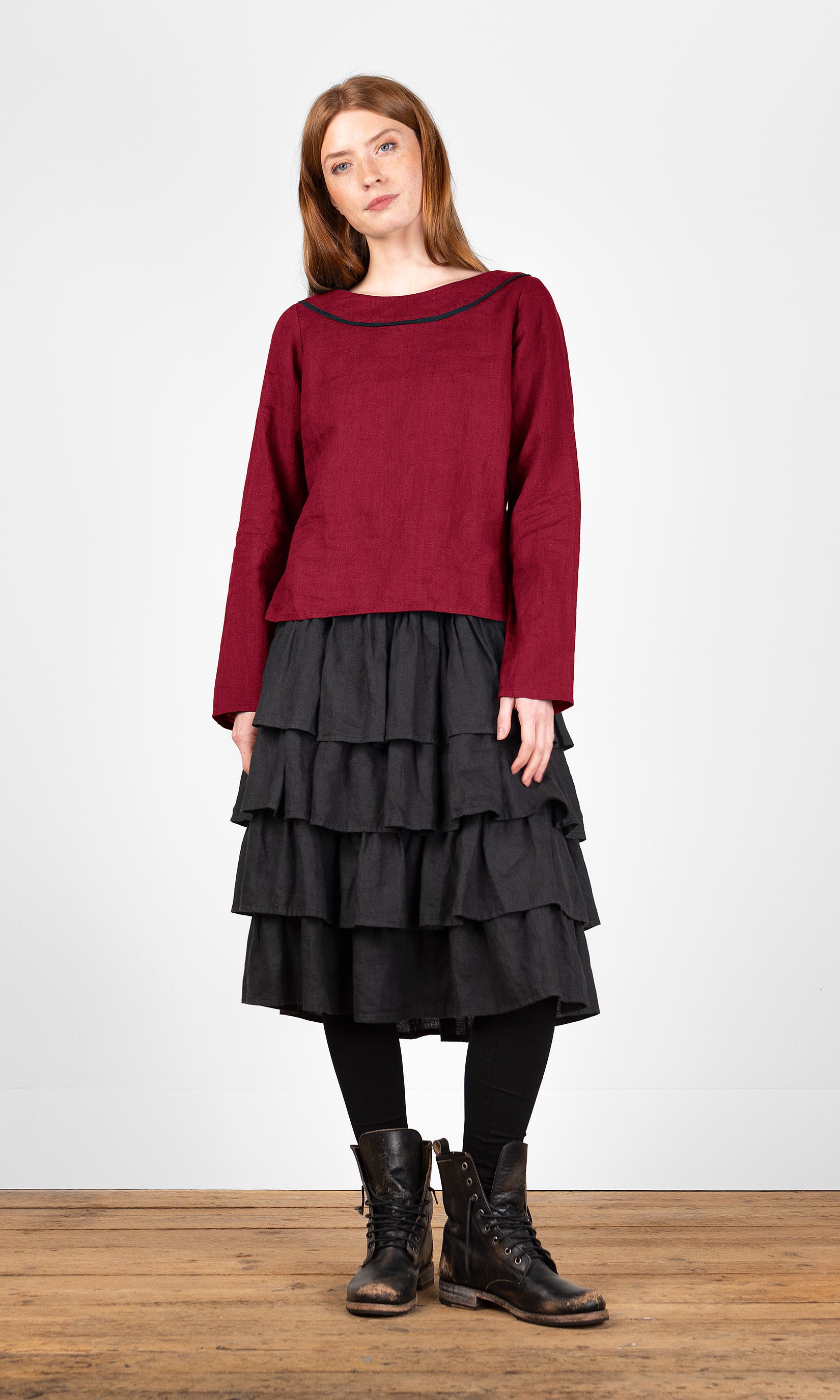 Long-sleeved linen top