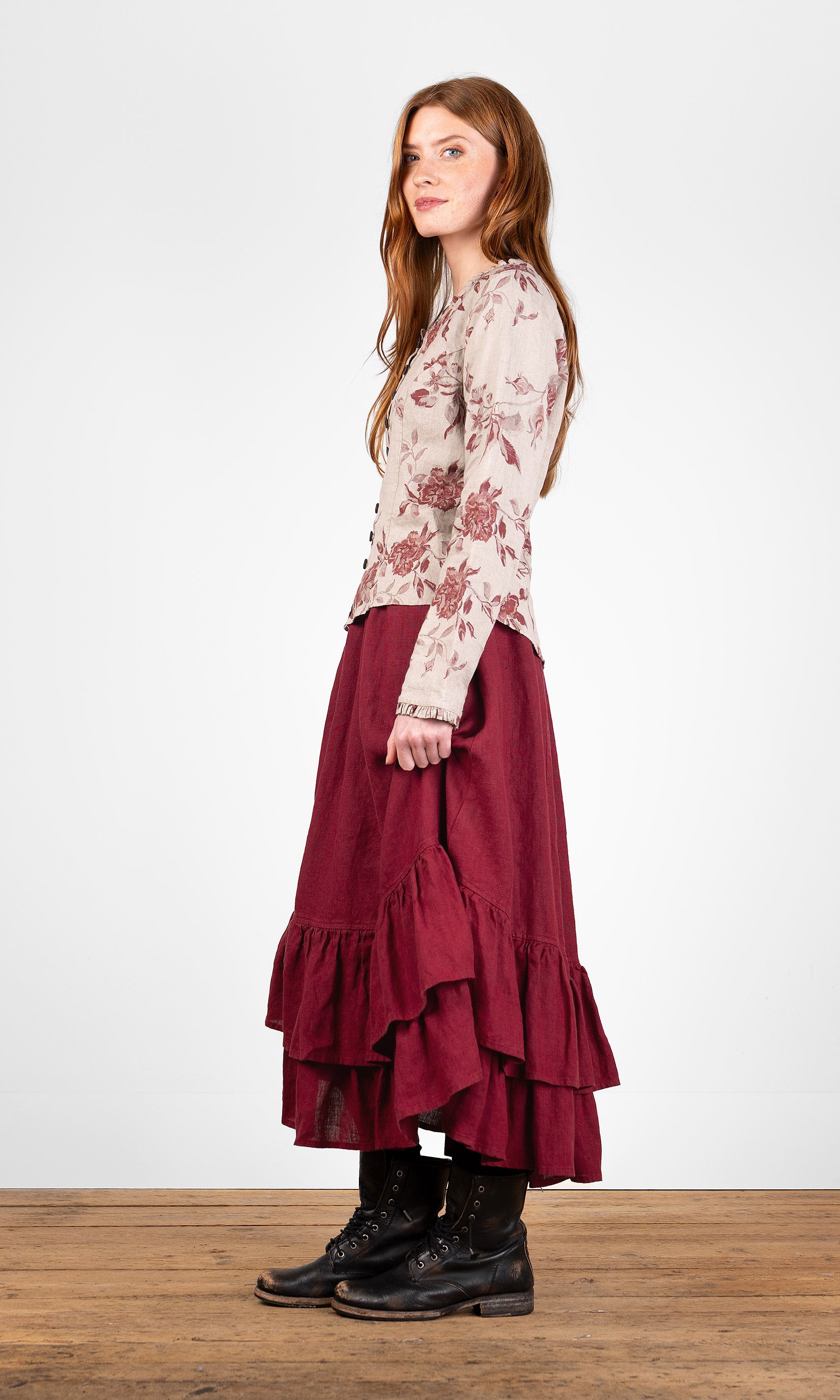 Fitted blouse with ruffle details