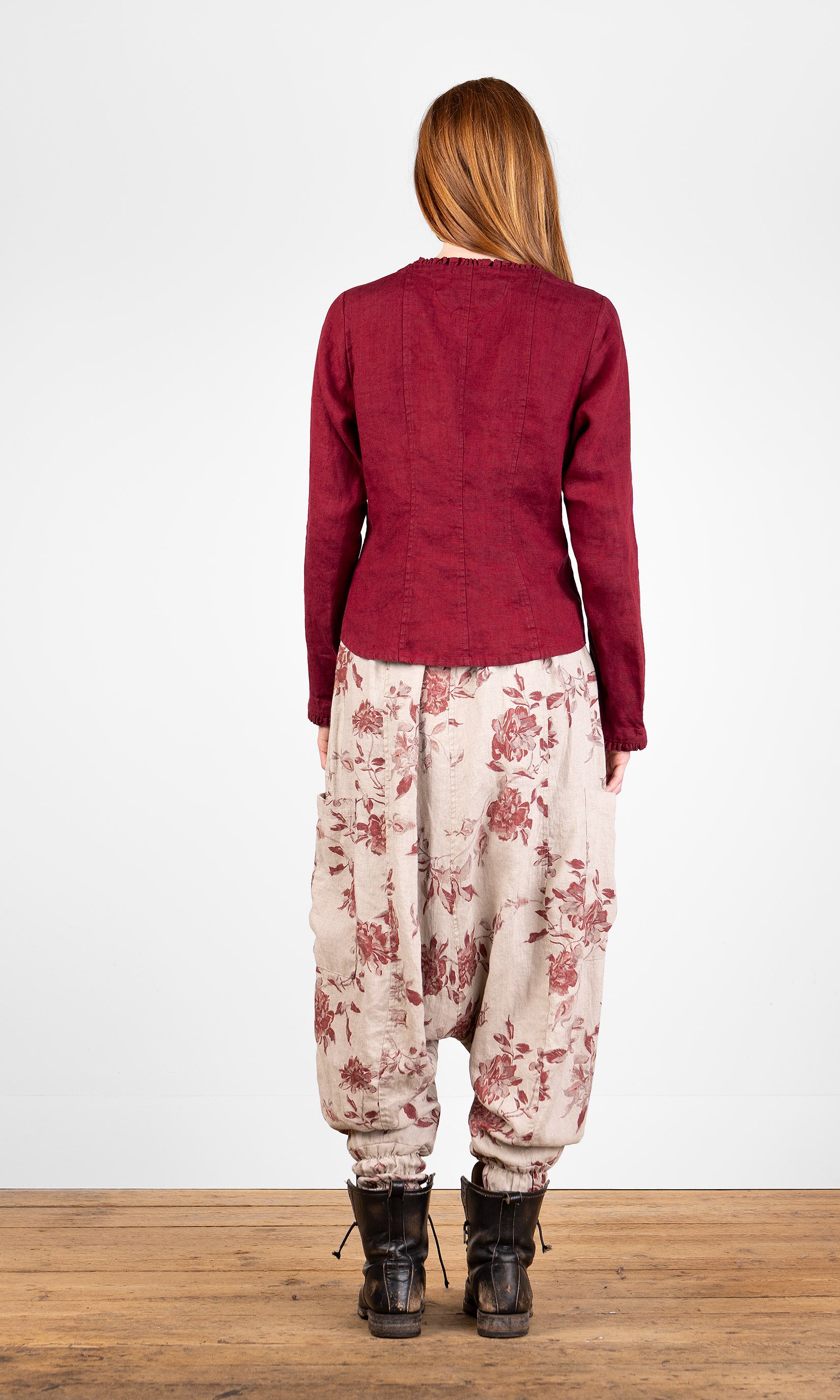 Fitted blouse with ruffle details