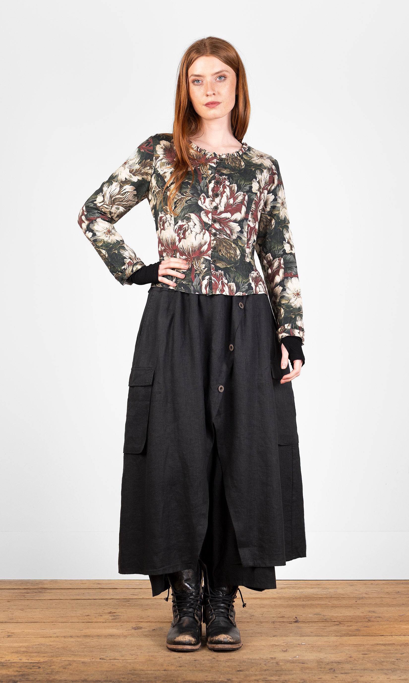 Fitted blouse with ruffle details
