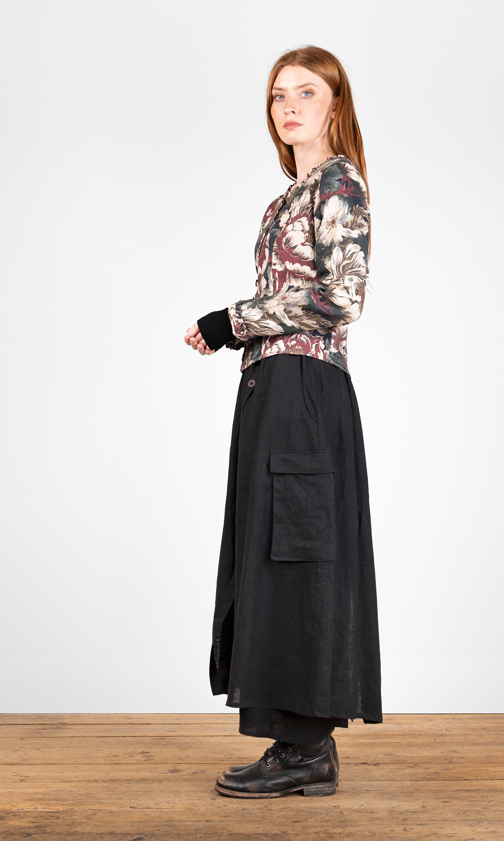Fitted blouse with ruffle details