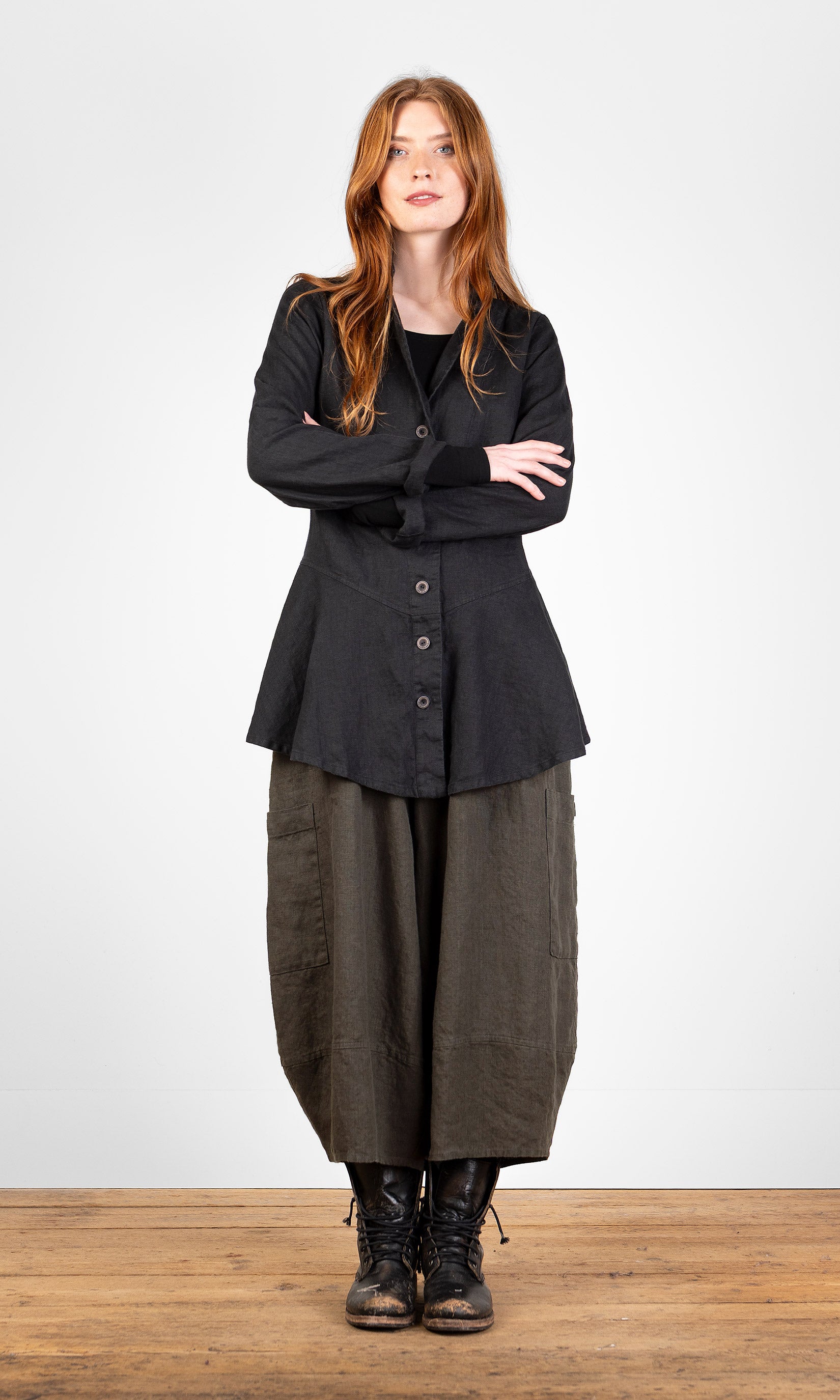 Long jacket with a flared hem