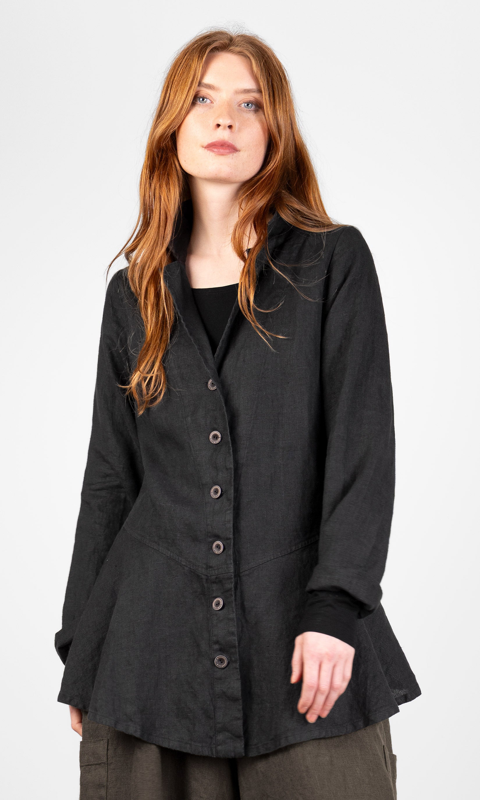 Long jacket with a flared hem