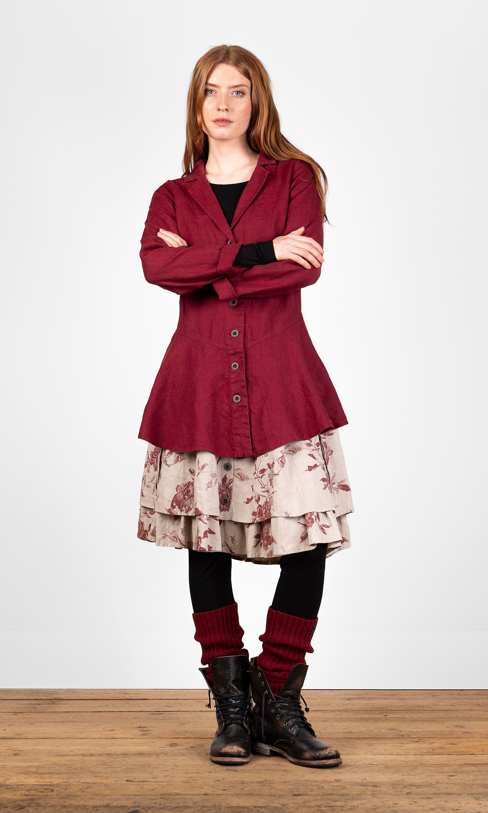 Long jacket with a flared hem