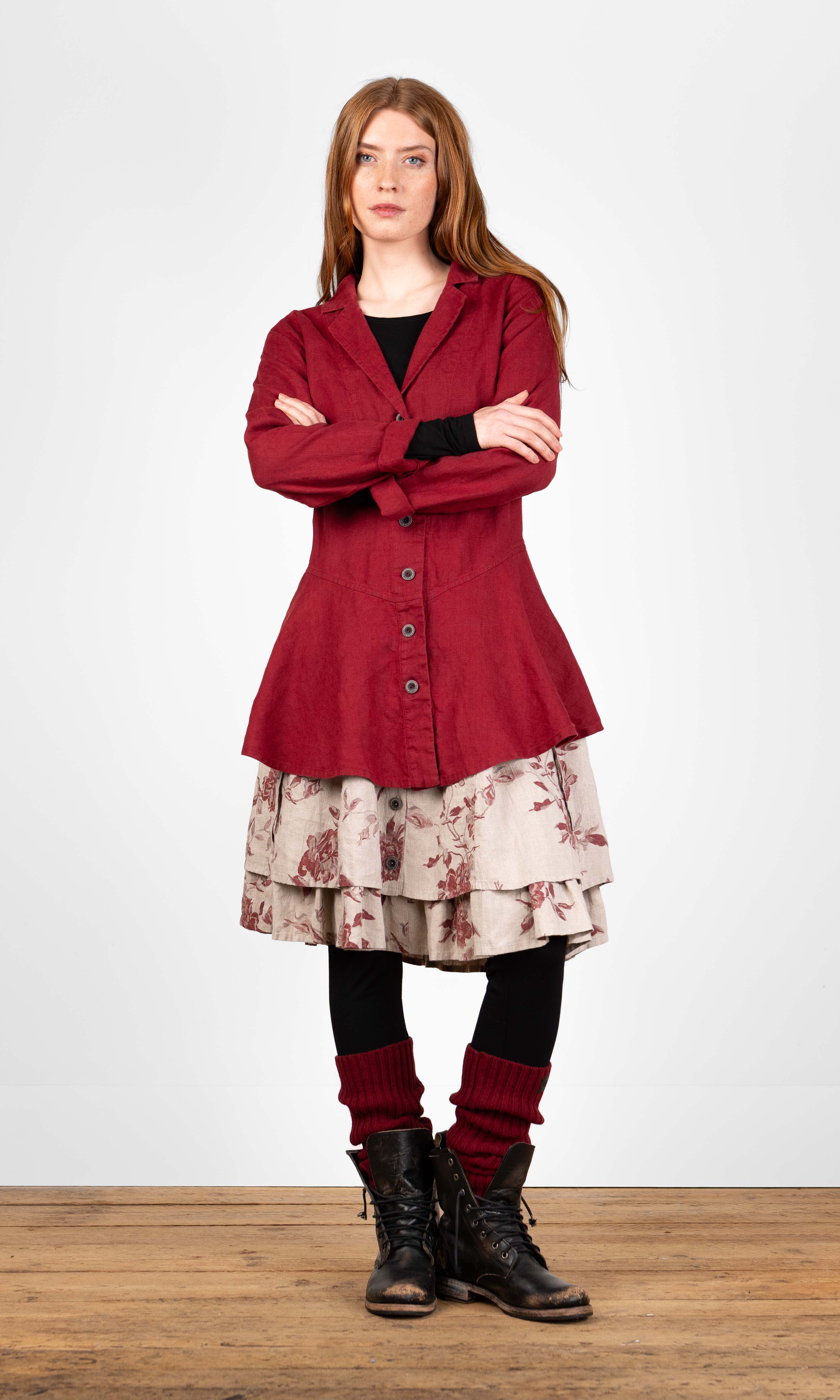 Long jacket with a flared hem