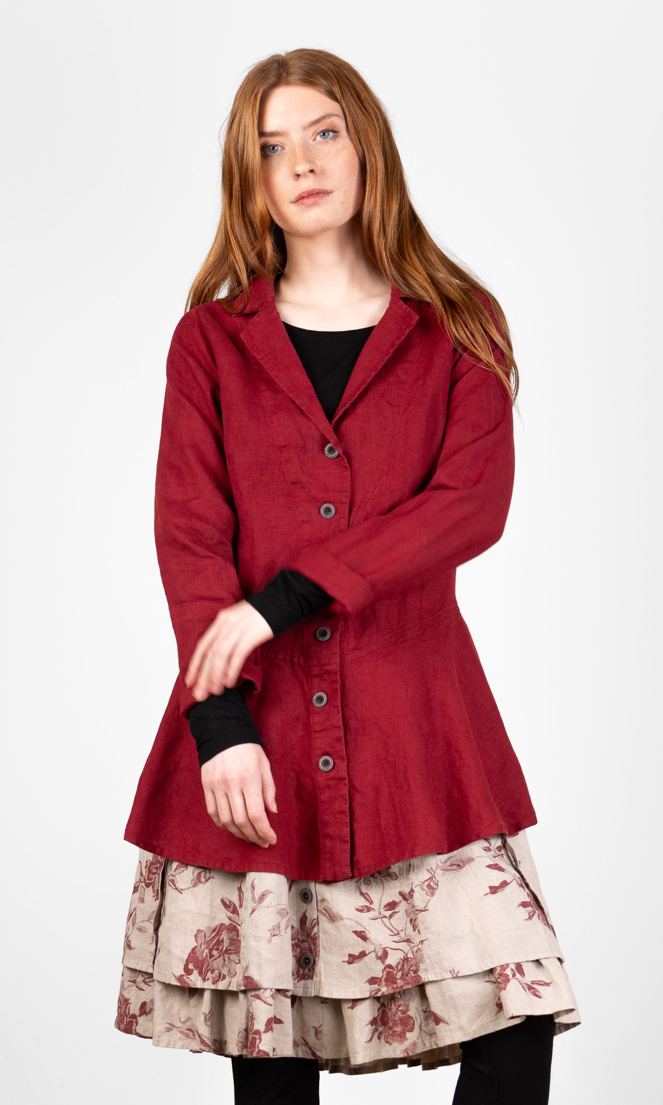 Long jacket with a flared hem