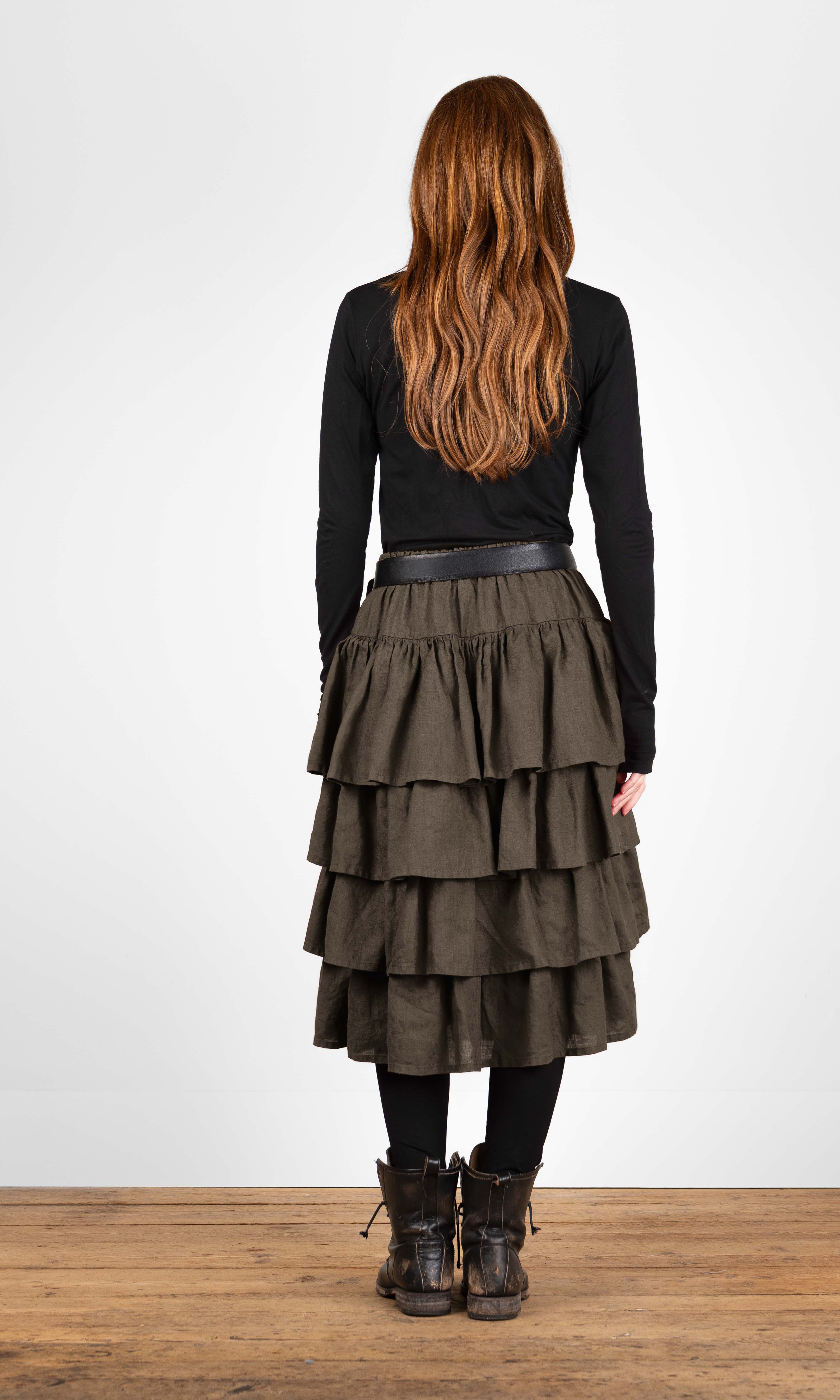Linen ruffle skirt