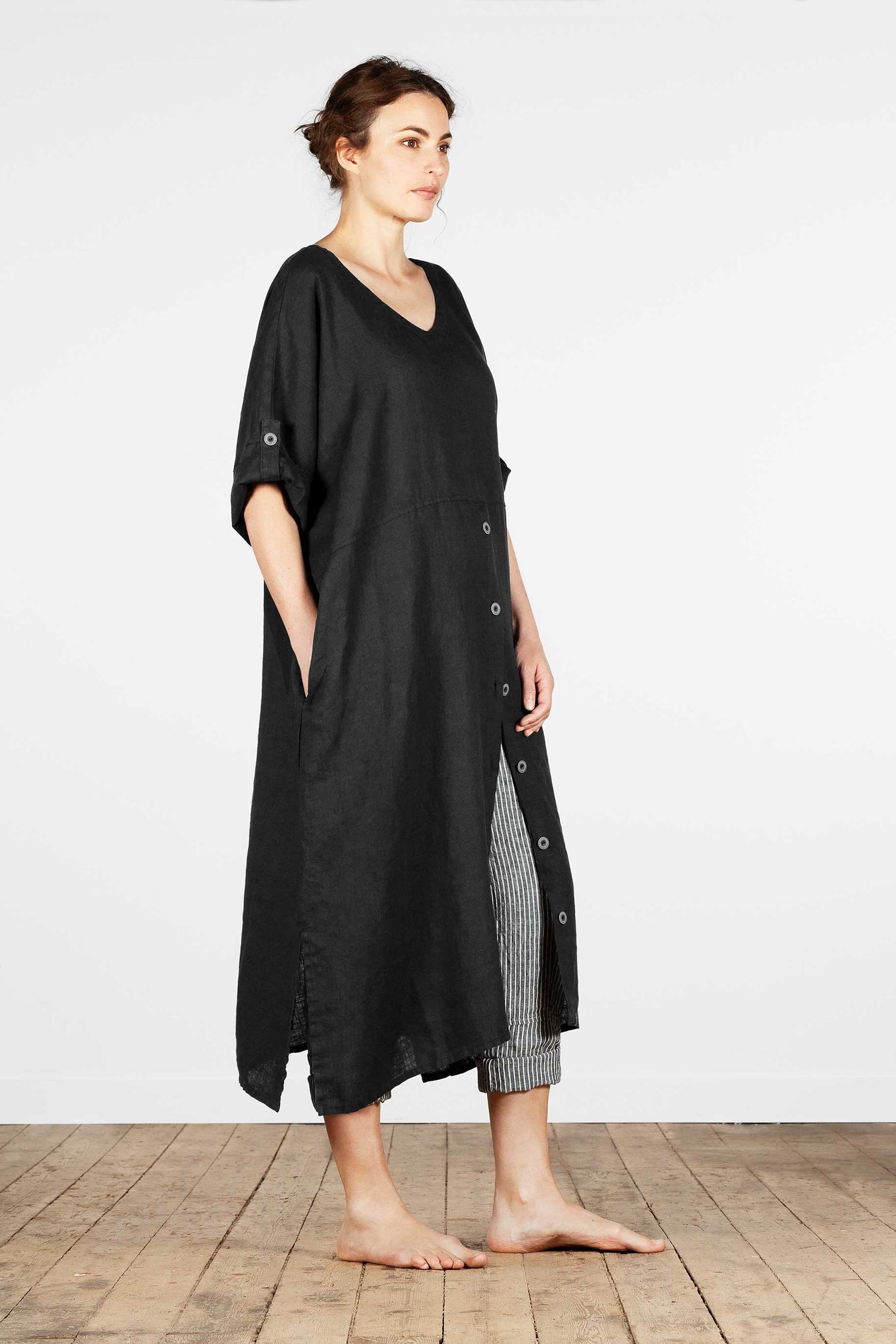 Lång oversize linneklänning