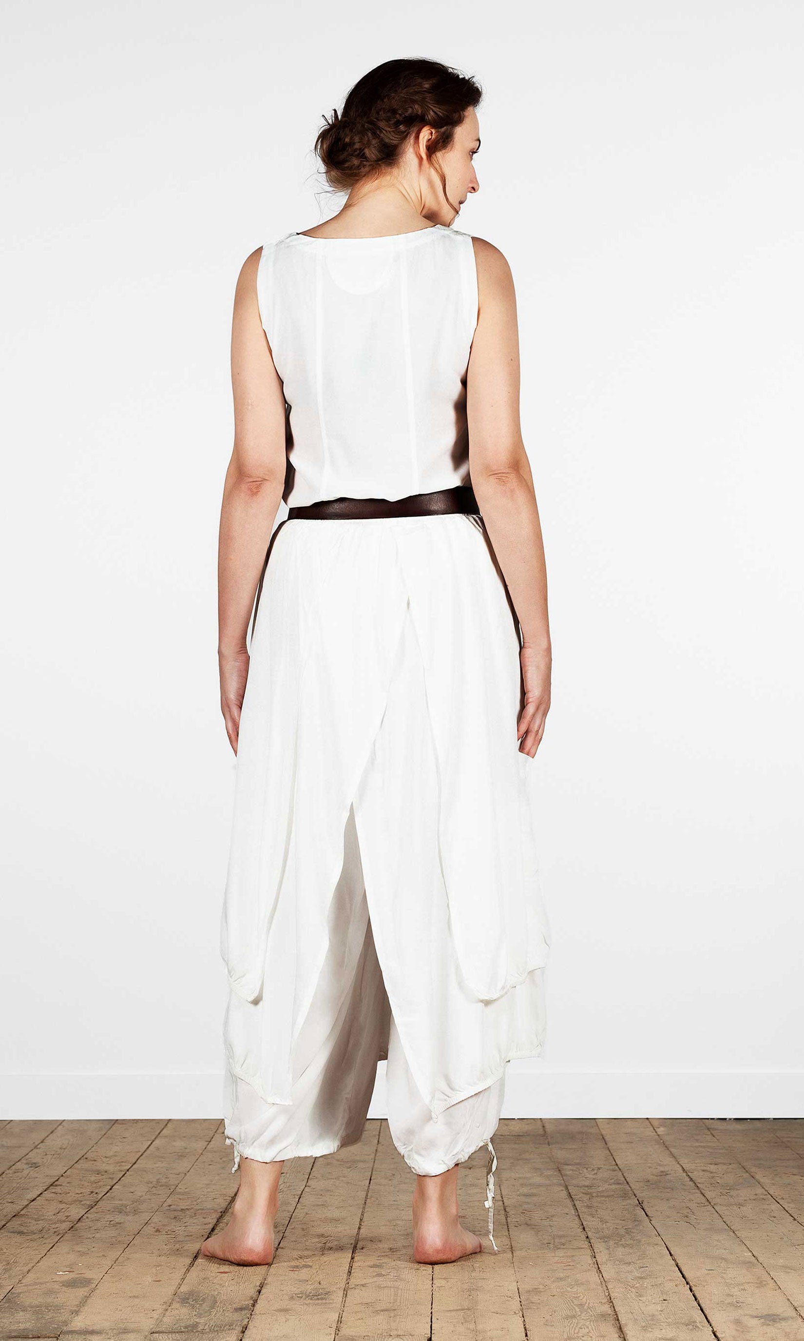 Multi-layered drawstring culotte skirt