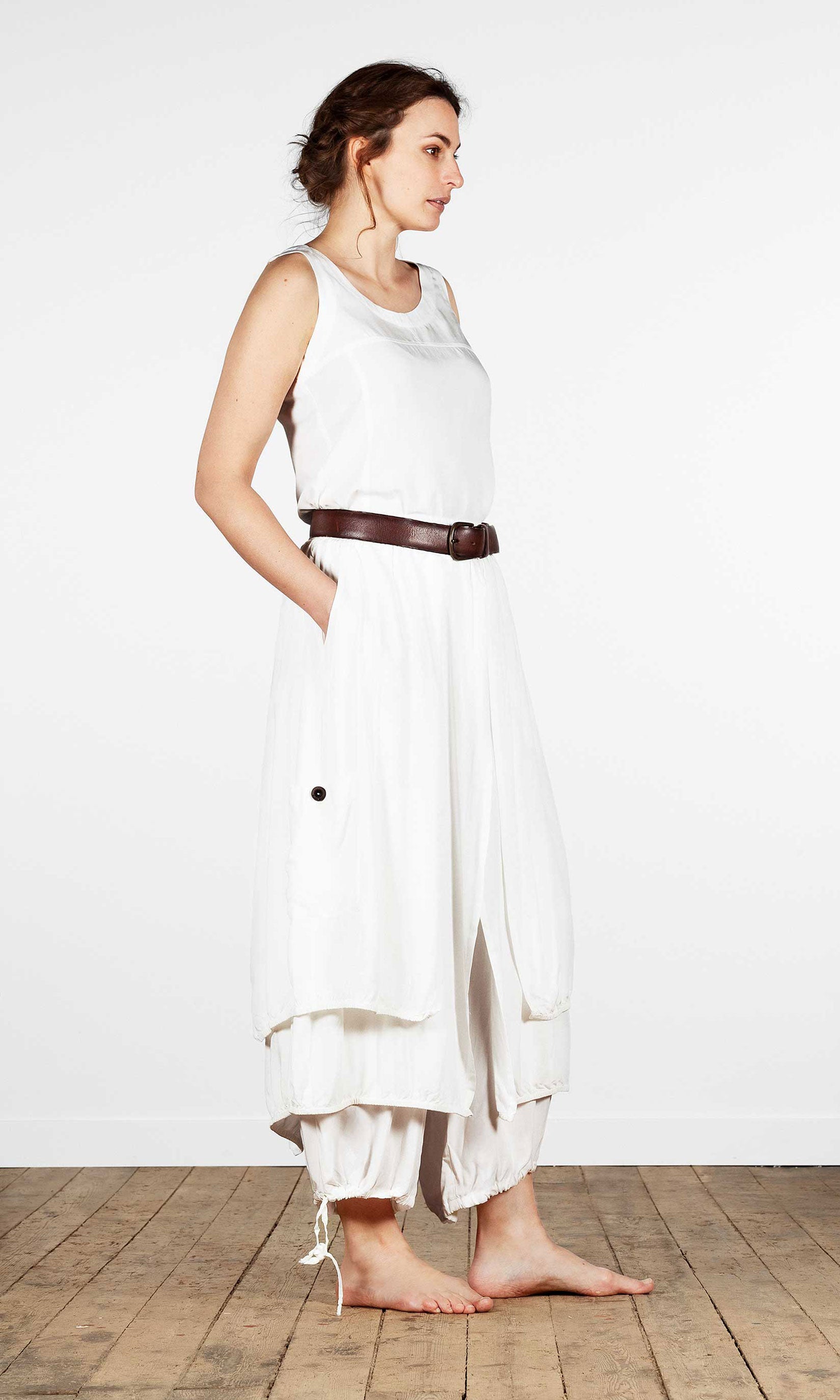 Multi-layered drawstring culotte skirt