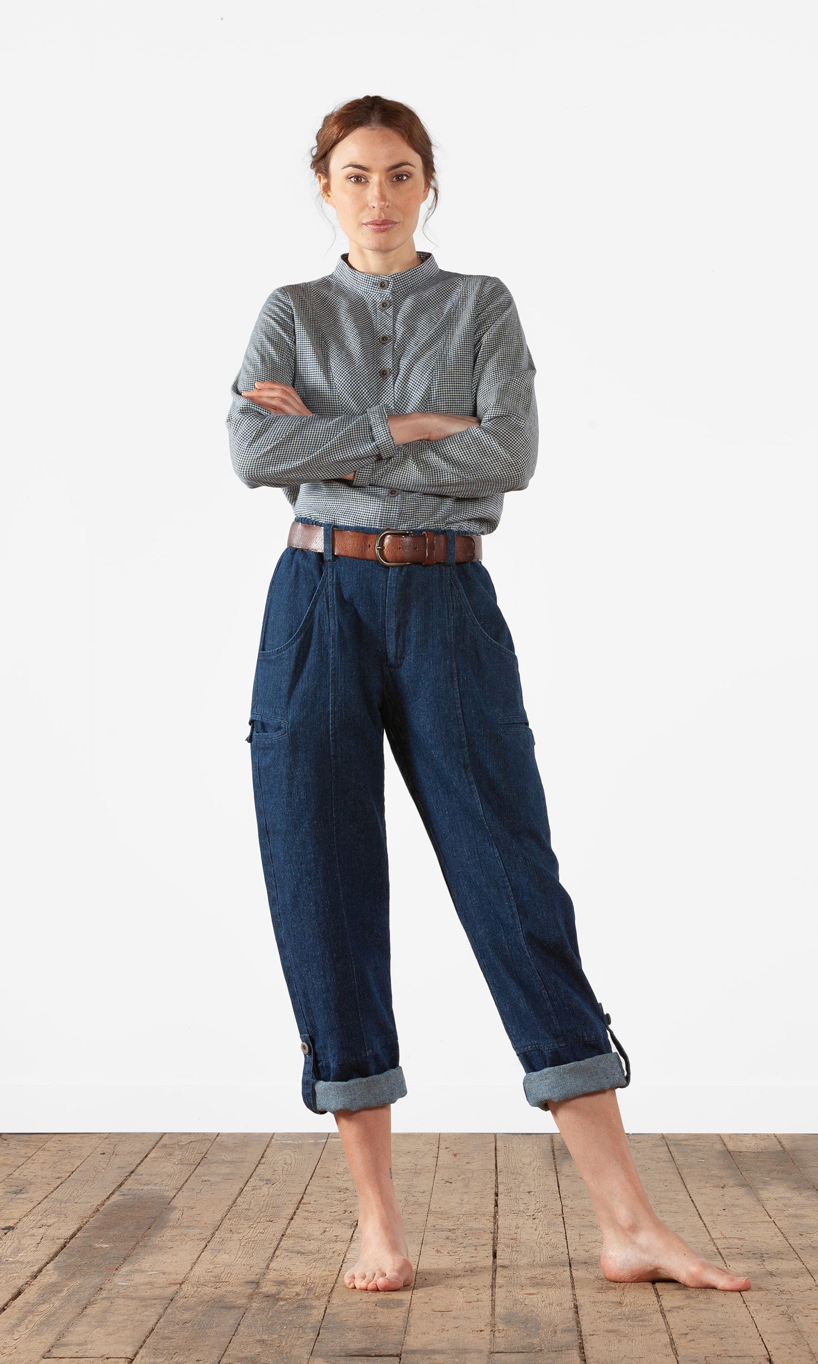 Jeansbyxa med många fickor