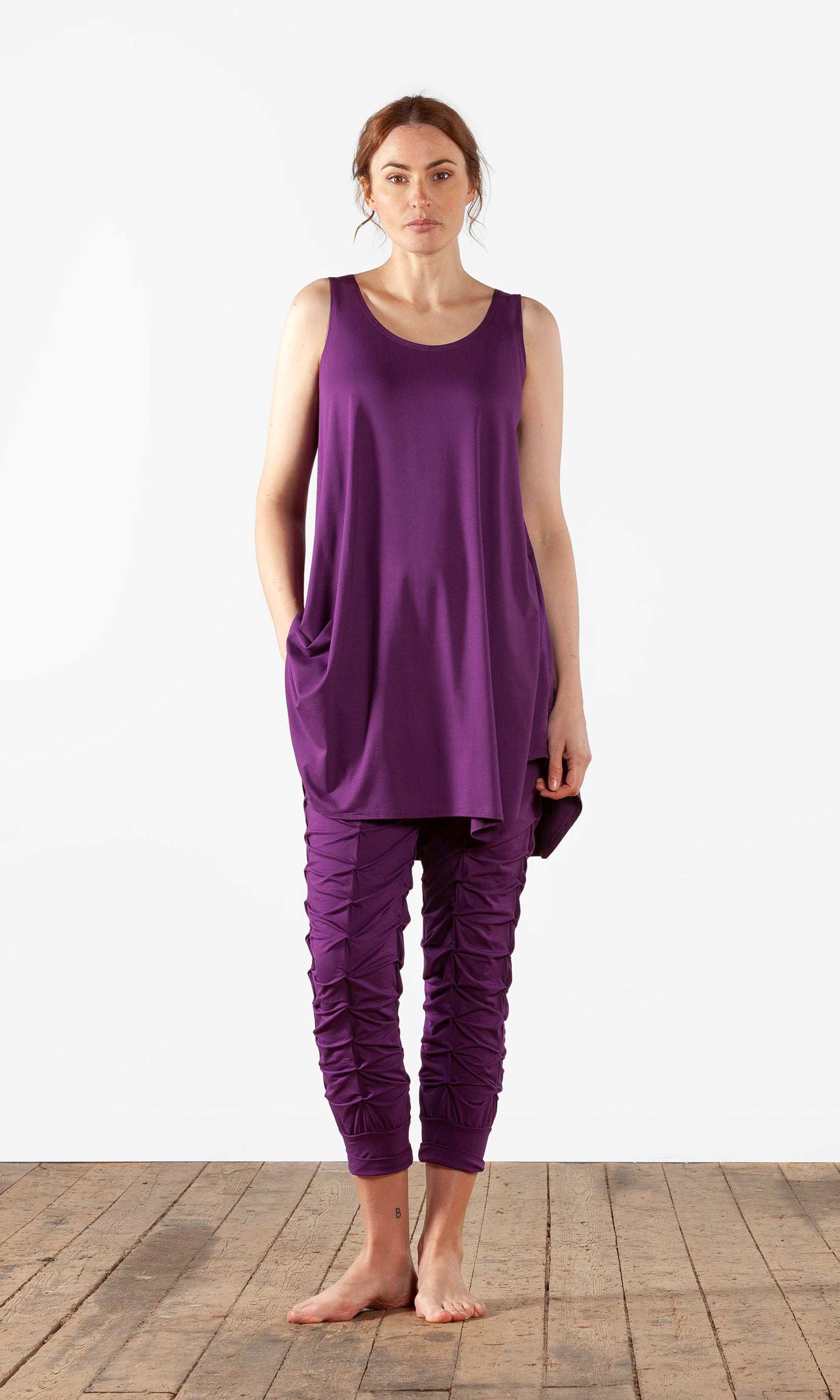 Sleeveless a-line viscose tunic