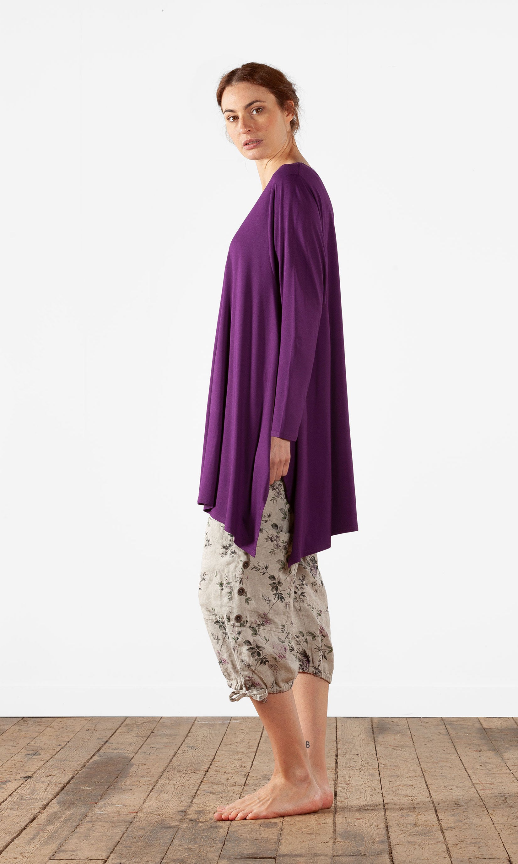 Oversize viscose tunic with long sleeves