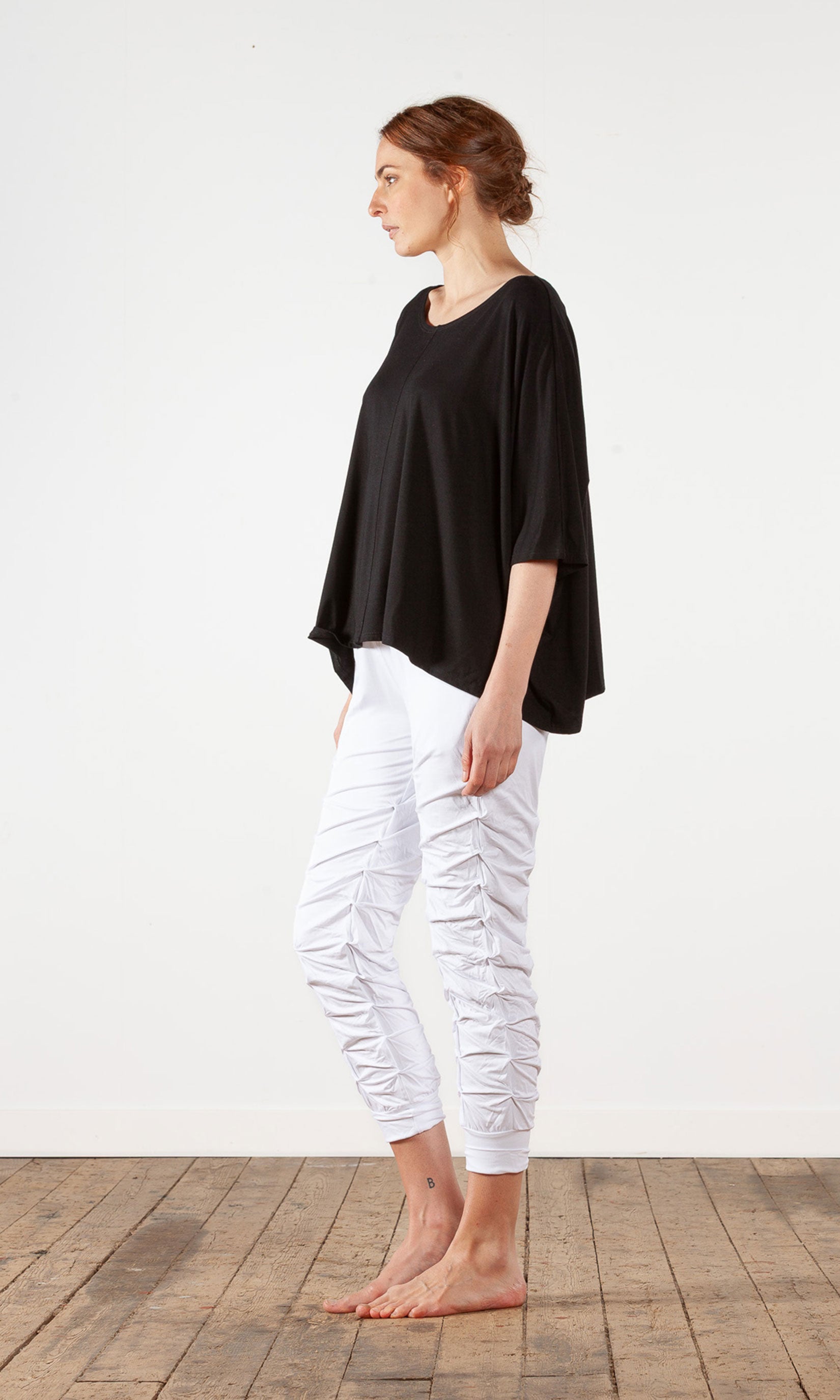 Veckade capri tights i viskos