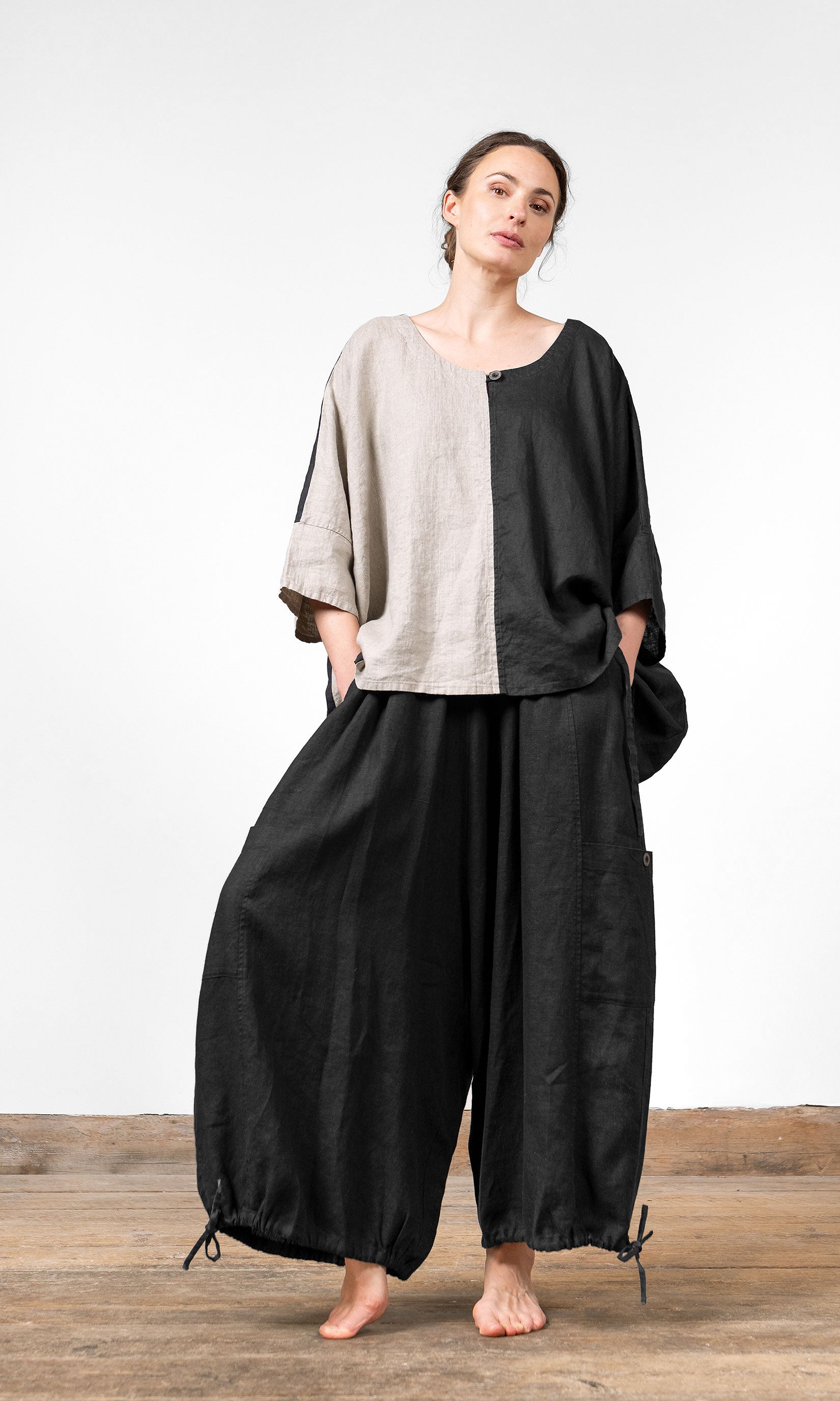 Tvåfärgad oversize linnetopp