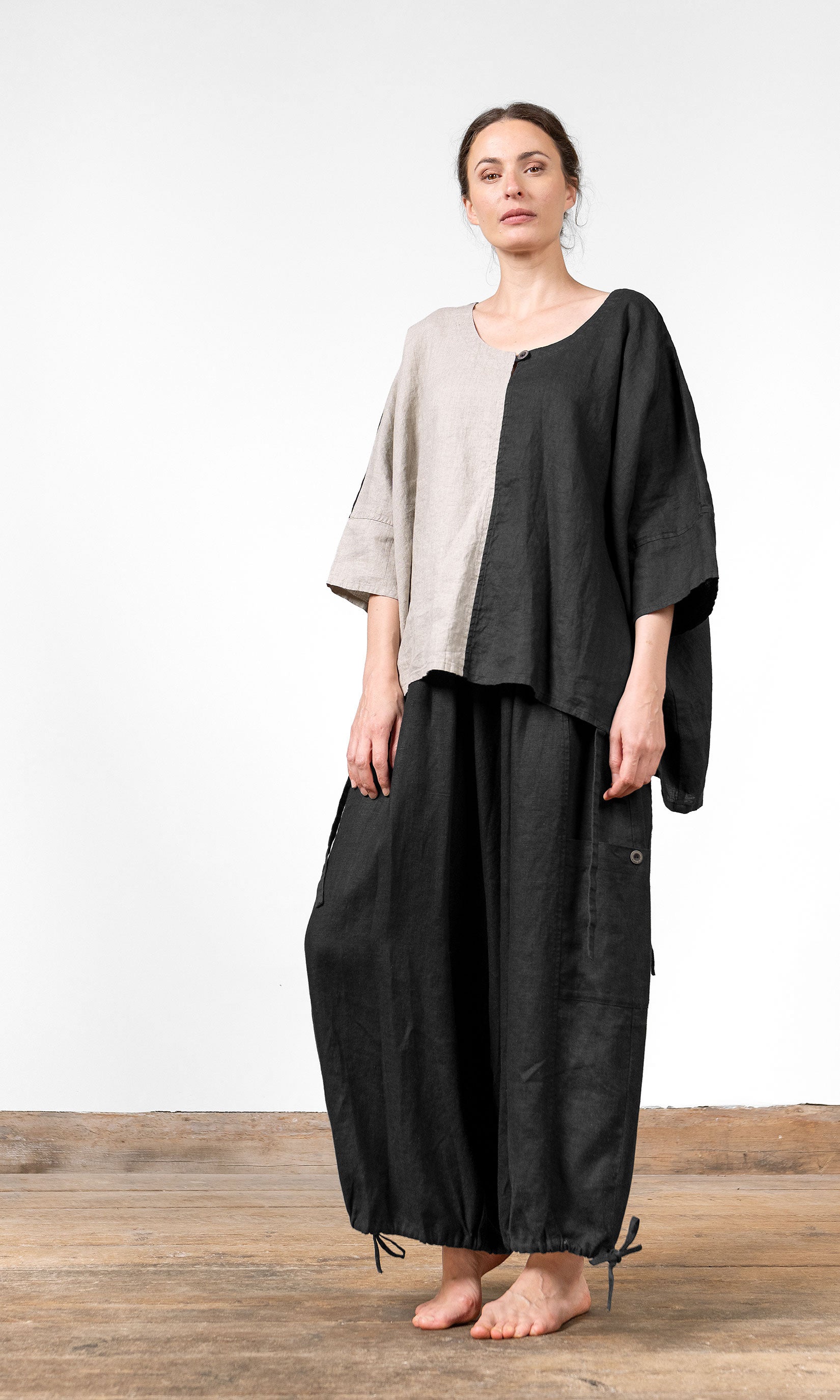 Tvåfärgad oversize linnetopp