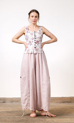 Linnebyxa med dragsko och extra vidd