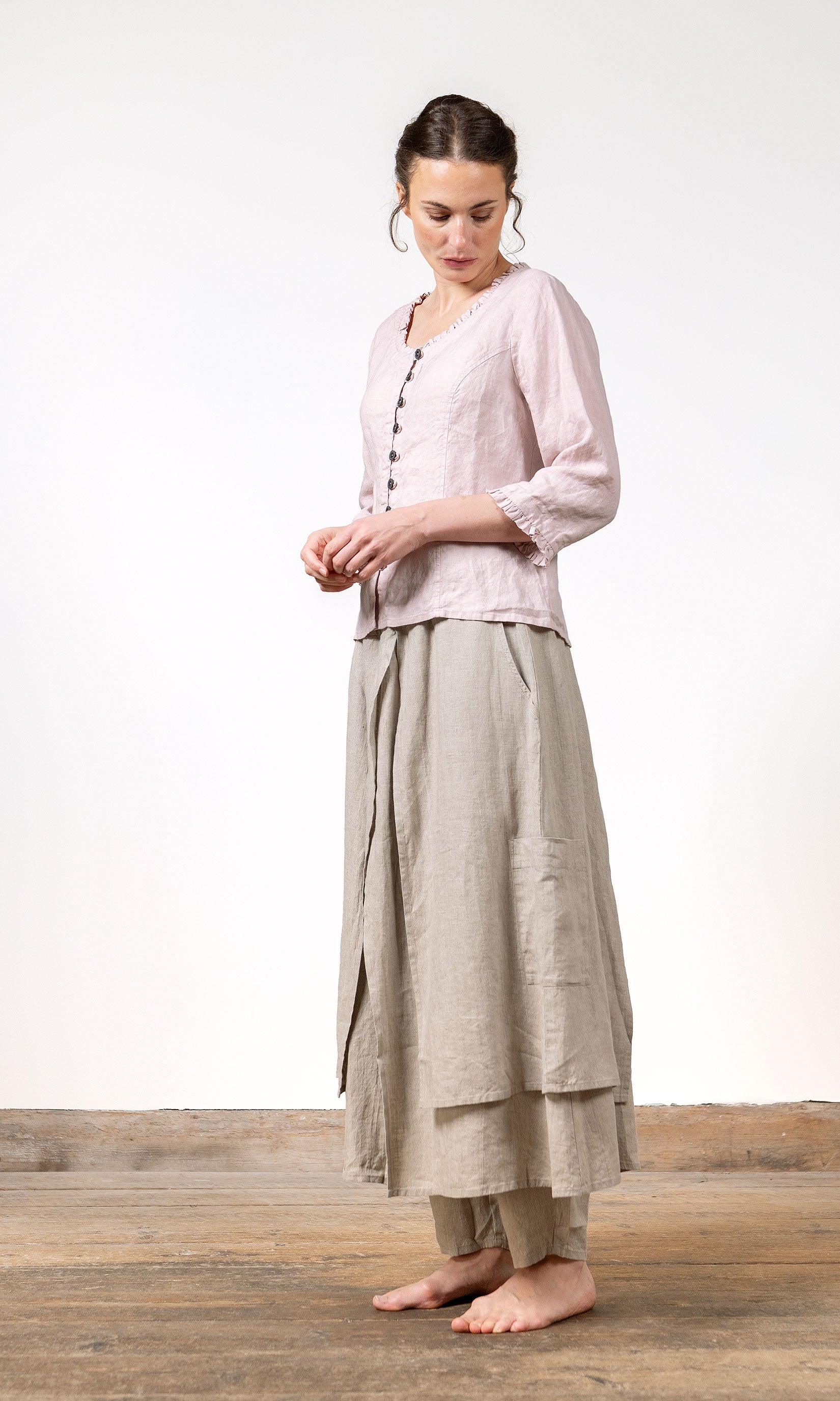Hosenrock mit überlappenden Lagen aus Leinen
