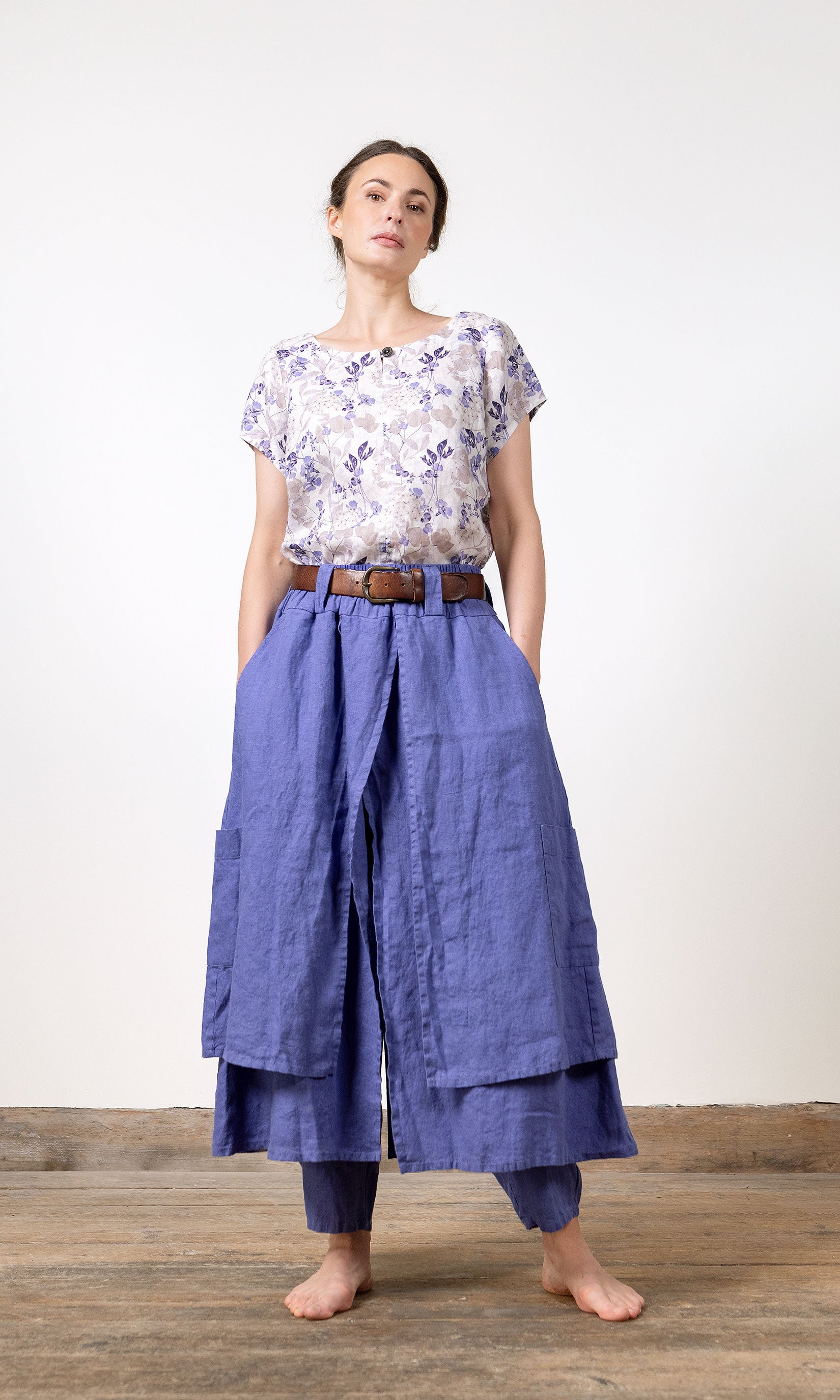 Byxkjol med lager omlott i linne