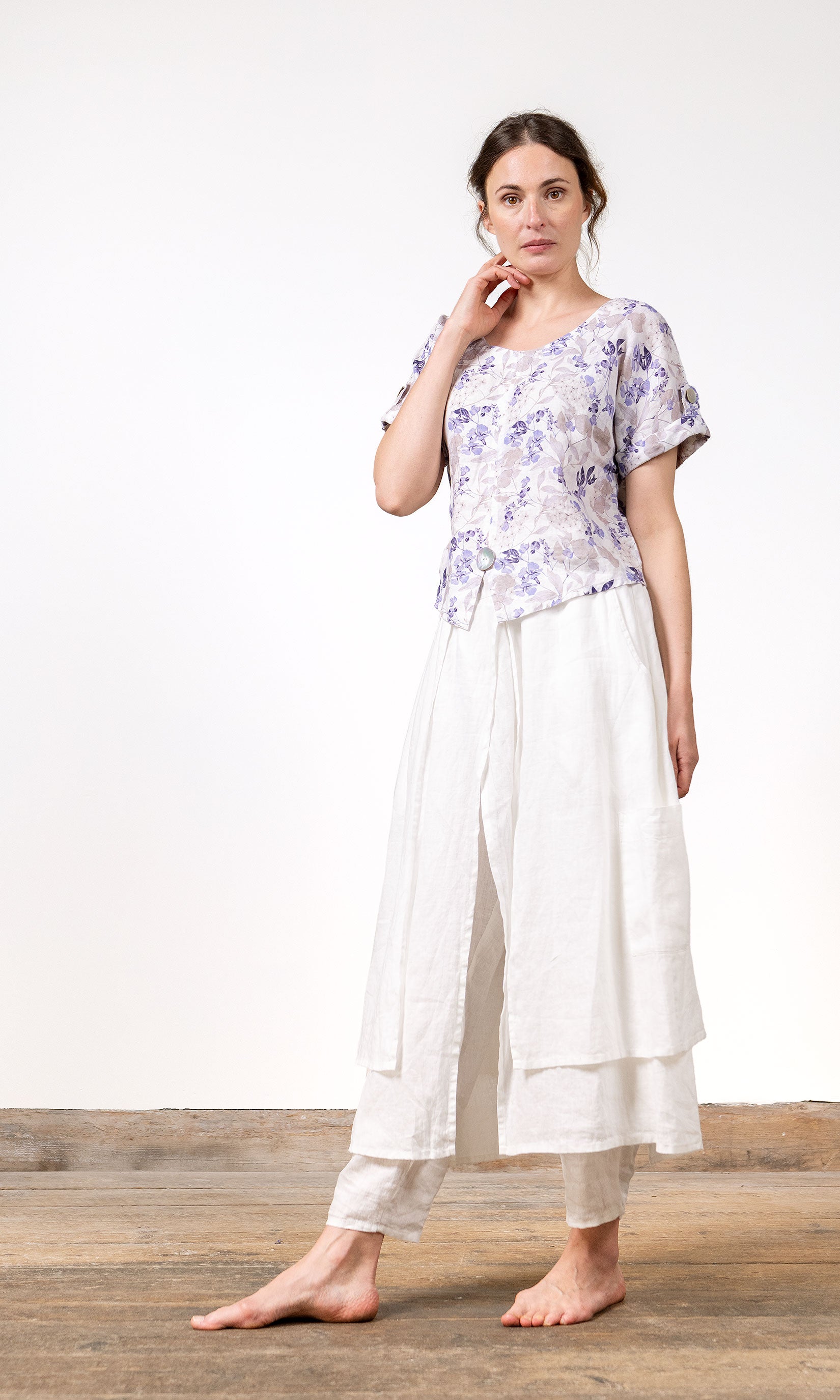 Hosenrock mit überlappenden Lagen aus Leinen