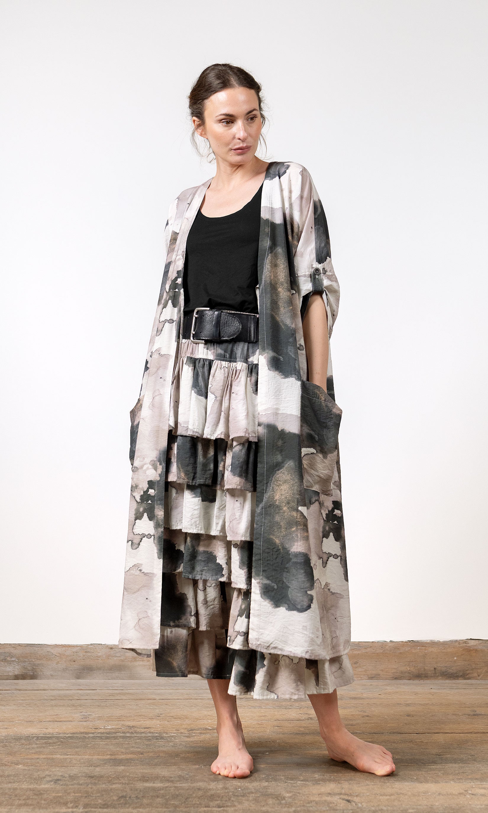 Caftan in patterned viscose blend