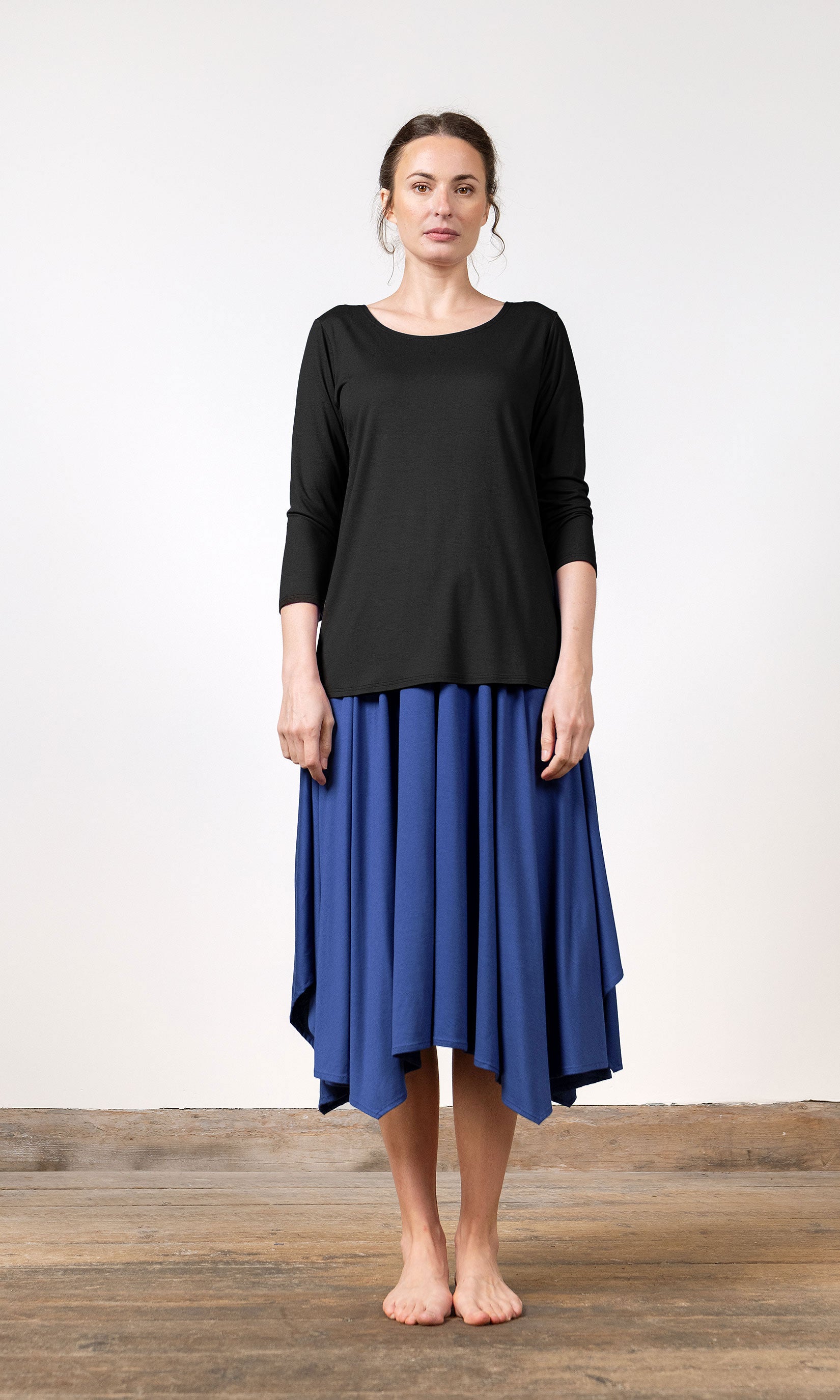 T-Shirt mit 3/4-Ärmeln aus Viskose 